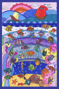 Плакат "Море" с рыбками