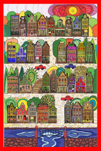 Плакат "Город" с домиками